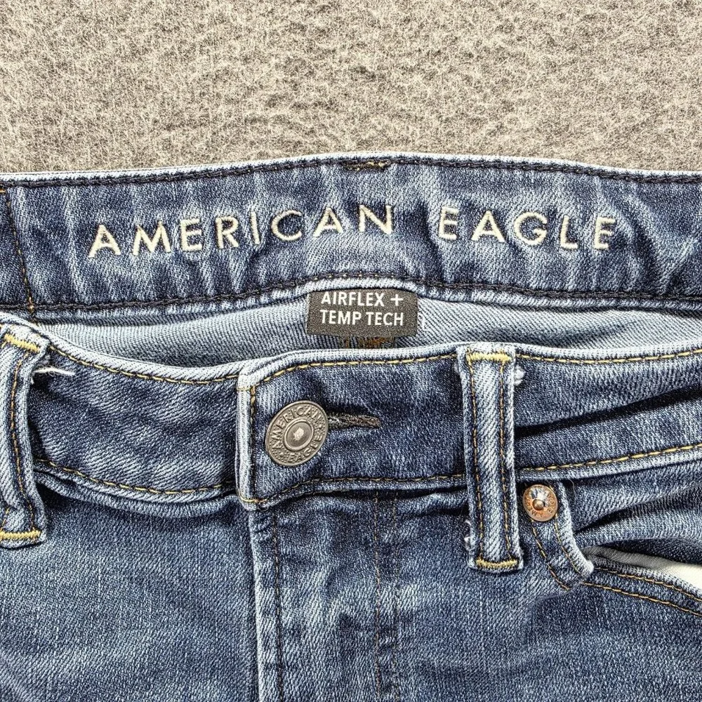 American Eagle Jeans Mens 29x32 Blue Airflex Temp Tech Athletic Skinny Ripped